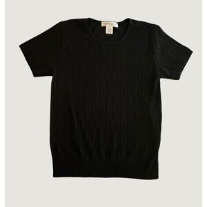 Soho Lady Black Textured Knit Short Sleeve Crew Neck Top 2PK-M1034T L/XL 1564